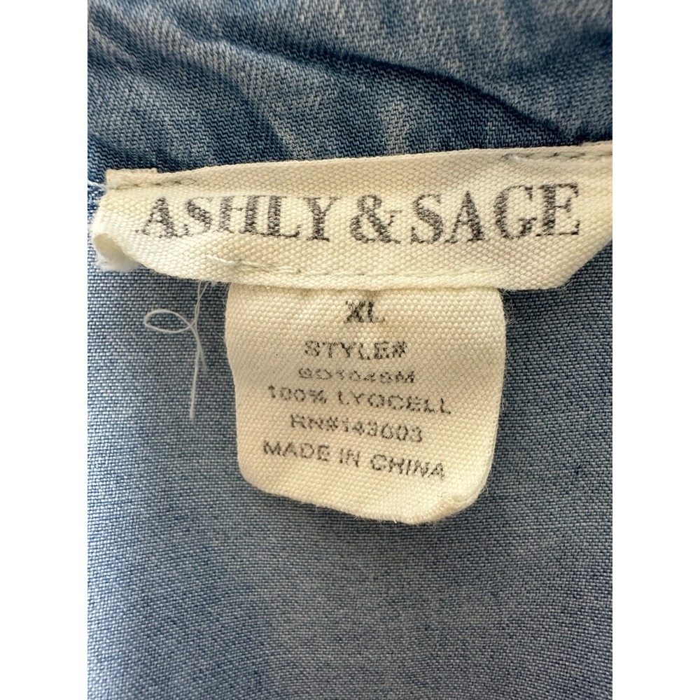 Ashly & Sage Lyocell Chambray Tiered Maxi Dress XL Blue Boho - Picture 5 of 5